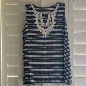 Striped Sleeveless Top with Lace Detail
